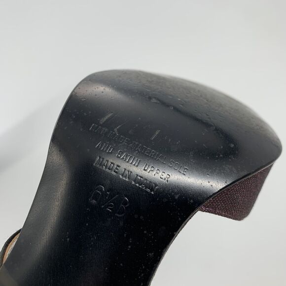 Vintage 1980s Stuart Weitzman High Heels Peep Toe Made in Italy 6.5 Purple Black - Picture 7 of 11